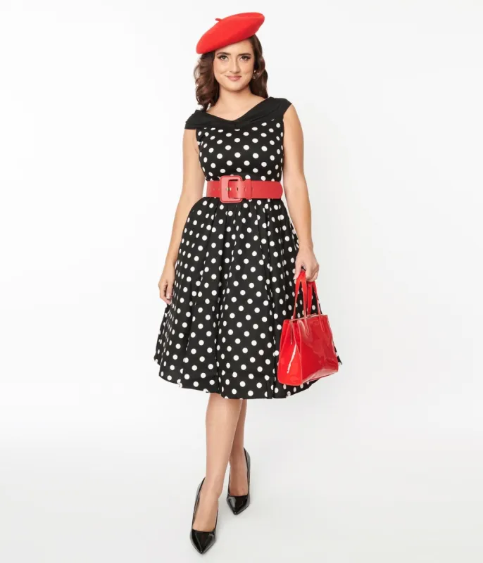 Black & White Polka Dot Swing Dress sold by Unique Vintage