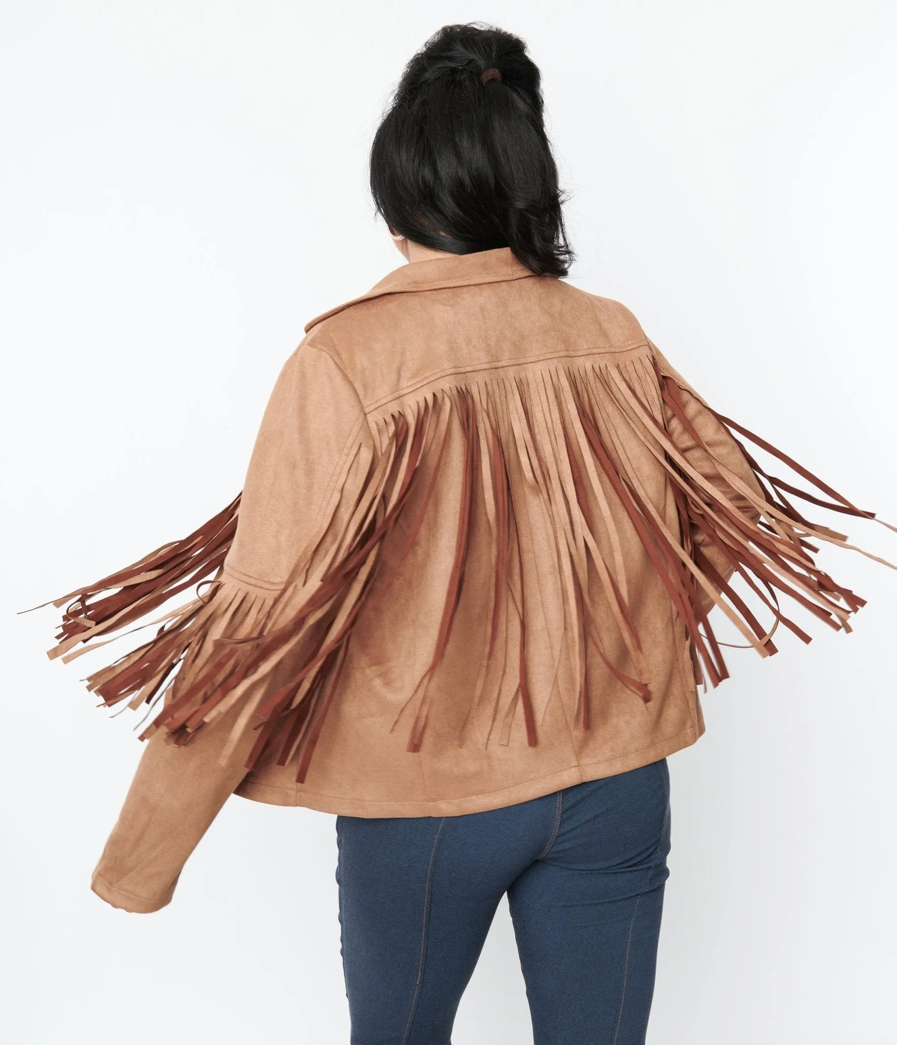 Brown Faux Suede Fringe Jacket sold by Unique Vintage product image thumbnail 2