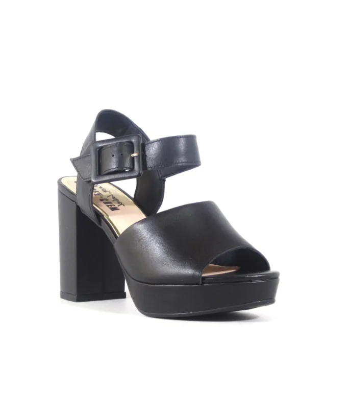 Chelsea Crew 1970s Black Chunky Platform Rose Heels sold by Unique Vintage