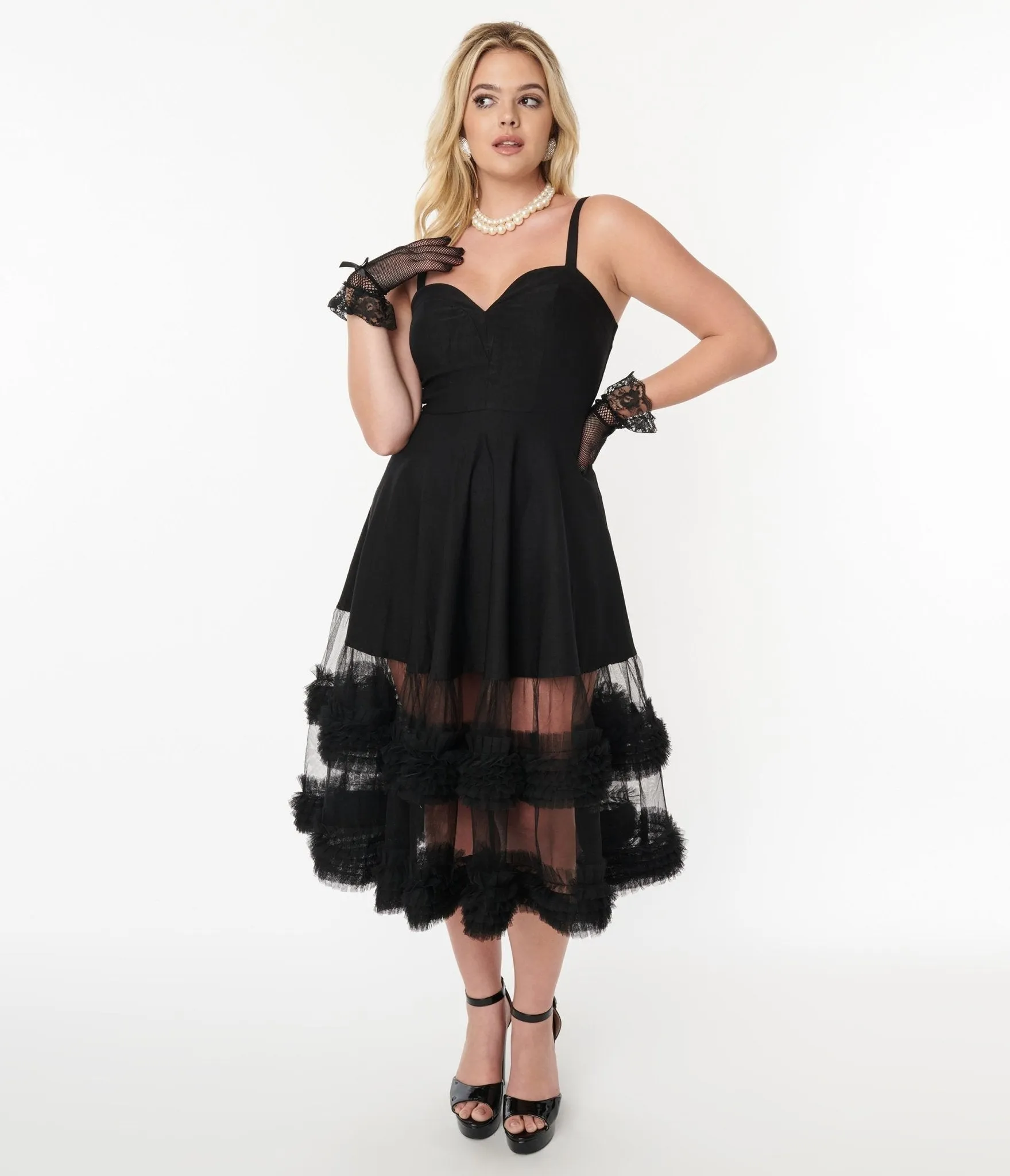 Black Roman Holiday Tulle Swing Dress sold by Unique Vintage