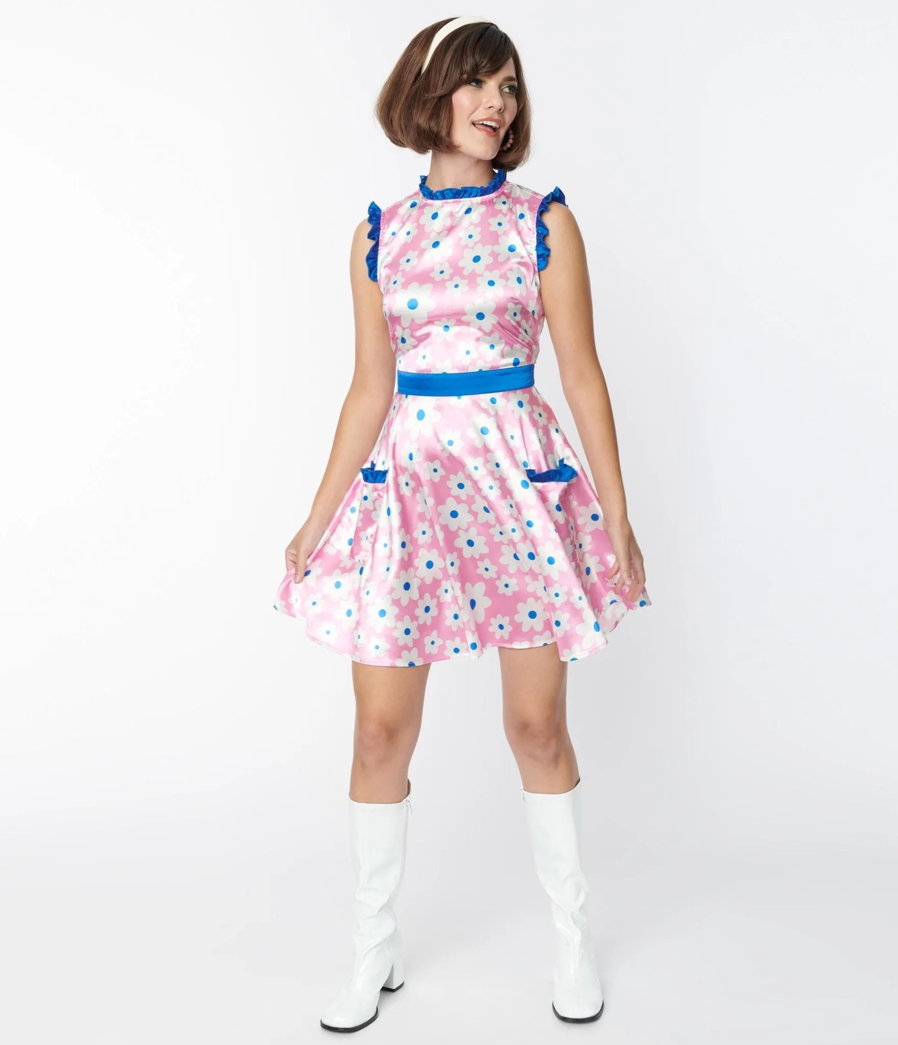 Smak Parlour Pink & White Ditsy Floral Happy Hour Flare Dress sold by Unique Vintage product image thumbnail 5