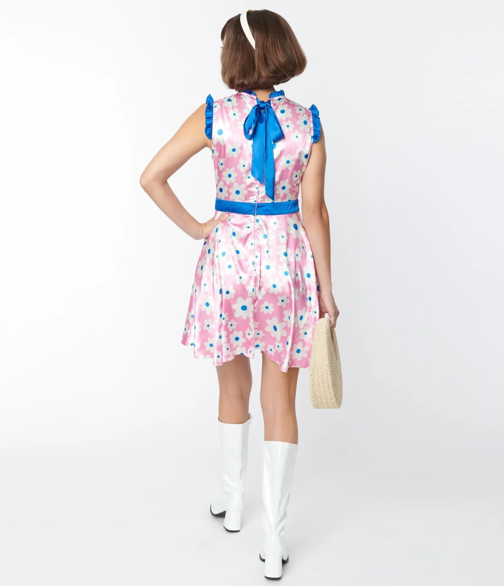 Smak Parlour Pink & White Ditsy Floral Happy Hour Flare Dress sold by Unique Vintage product image thumbnail 3