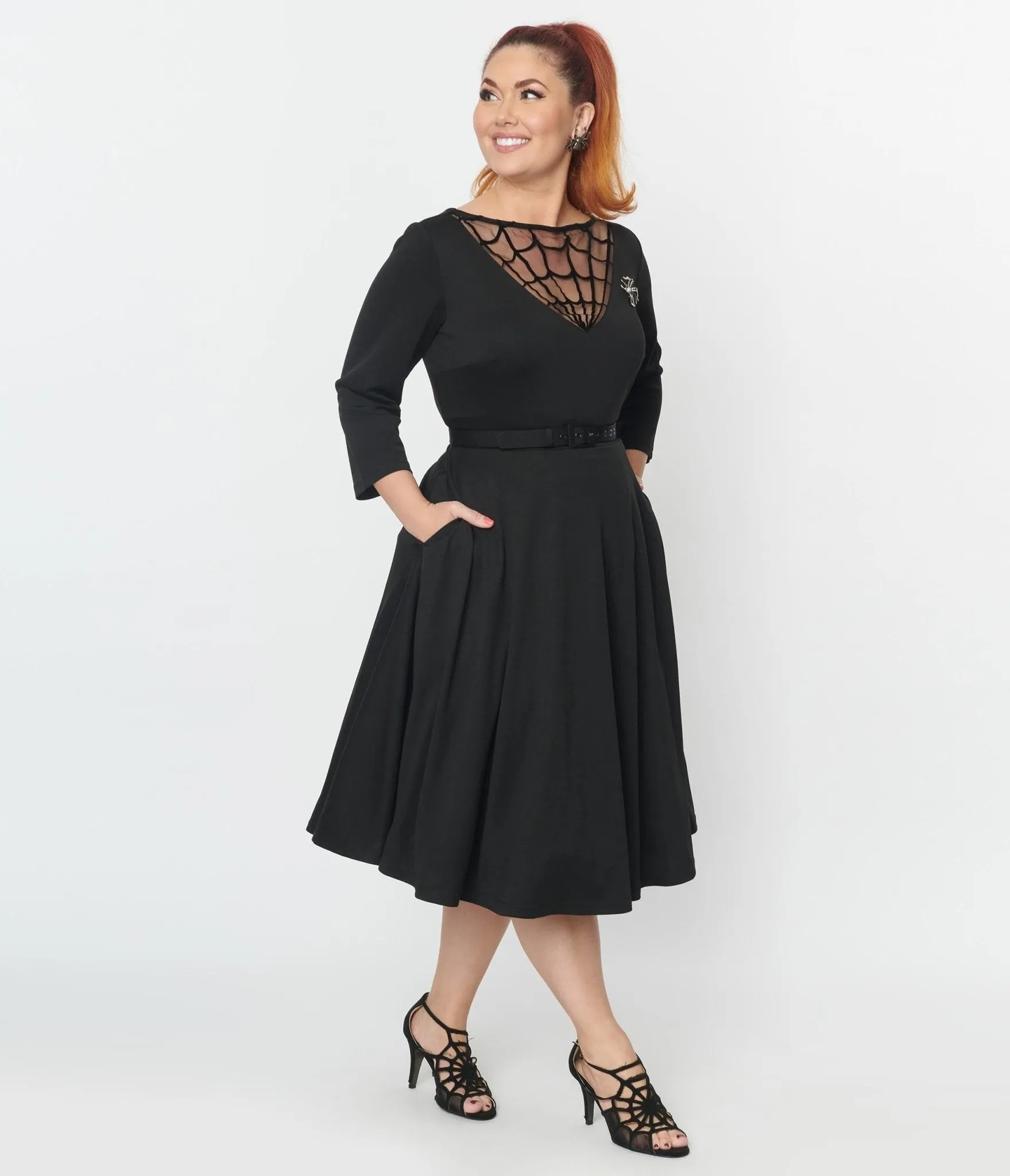 Unique Vintage Black Spiderweb Devon Swing Dress sold by Unique Vintage product image thumbnail 4