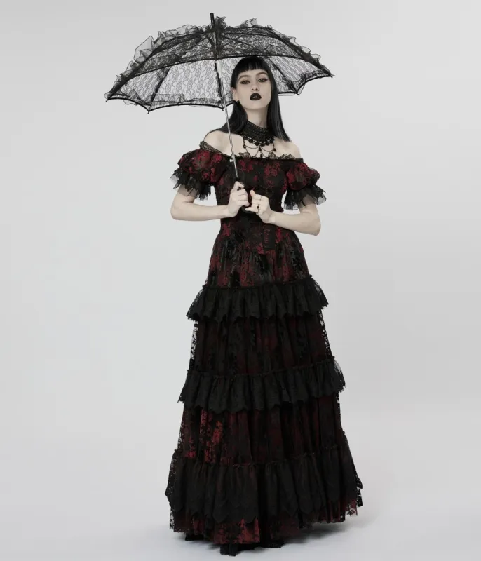 Black Gothic Lace Parasol made by Unique Vintage