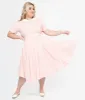 Plus Size 1950s Pink & White Striped Brielle Swing Dress sold by Unique Vintage