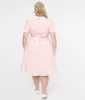 Plus Size 1950s Pink & White Striped Brielle Swing Dress sold by Unique Vintage