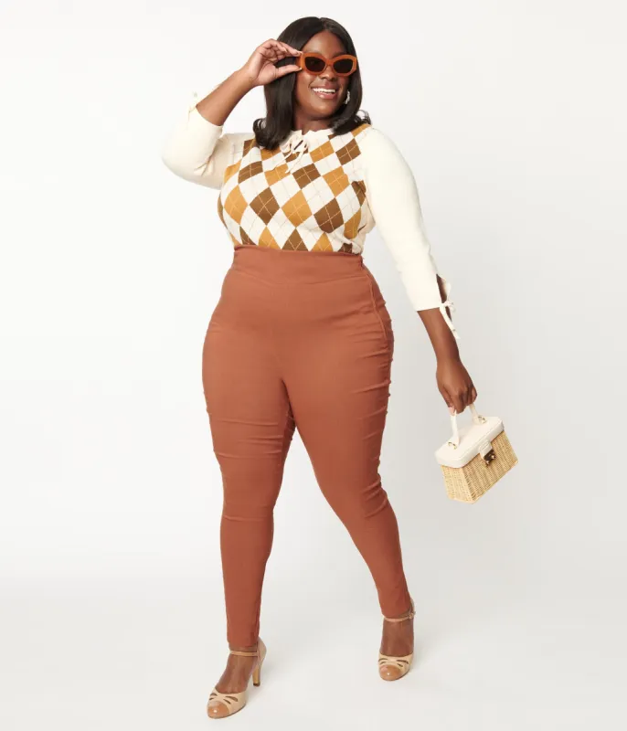 Unique Vintage Plus Size Brown Rizzo Pants sold by Unique Vintage