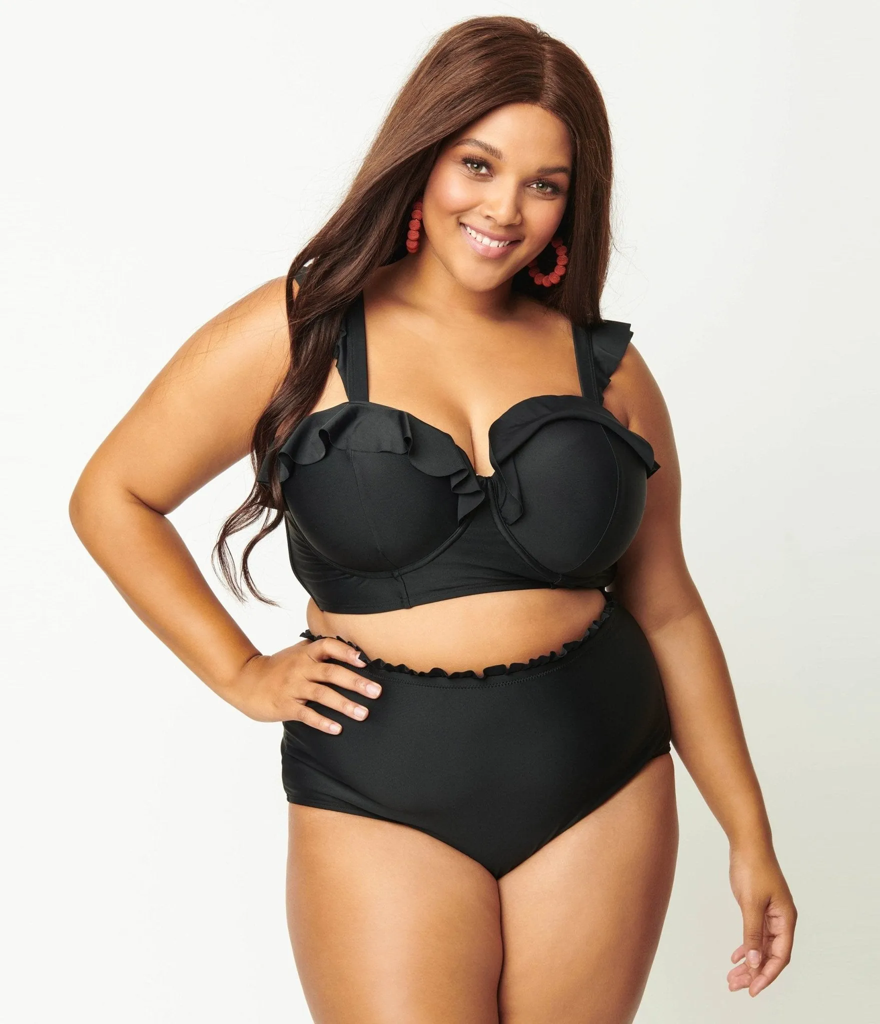 Unique Vintage Plus Size Black High Waist Cape May Swim Bottom sold by Unique Vintage