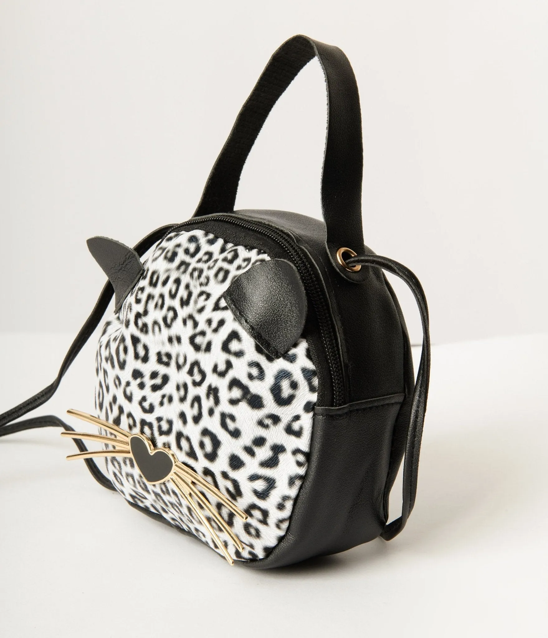 Black Leatherette & Leopard Face Crossbody sold by Unique Vintage product image thumbnail 3