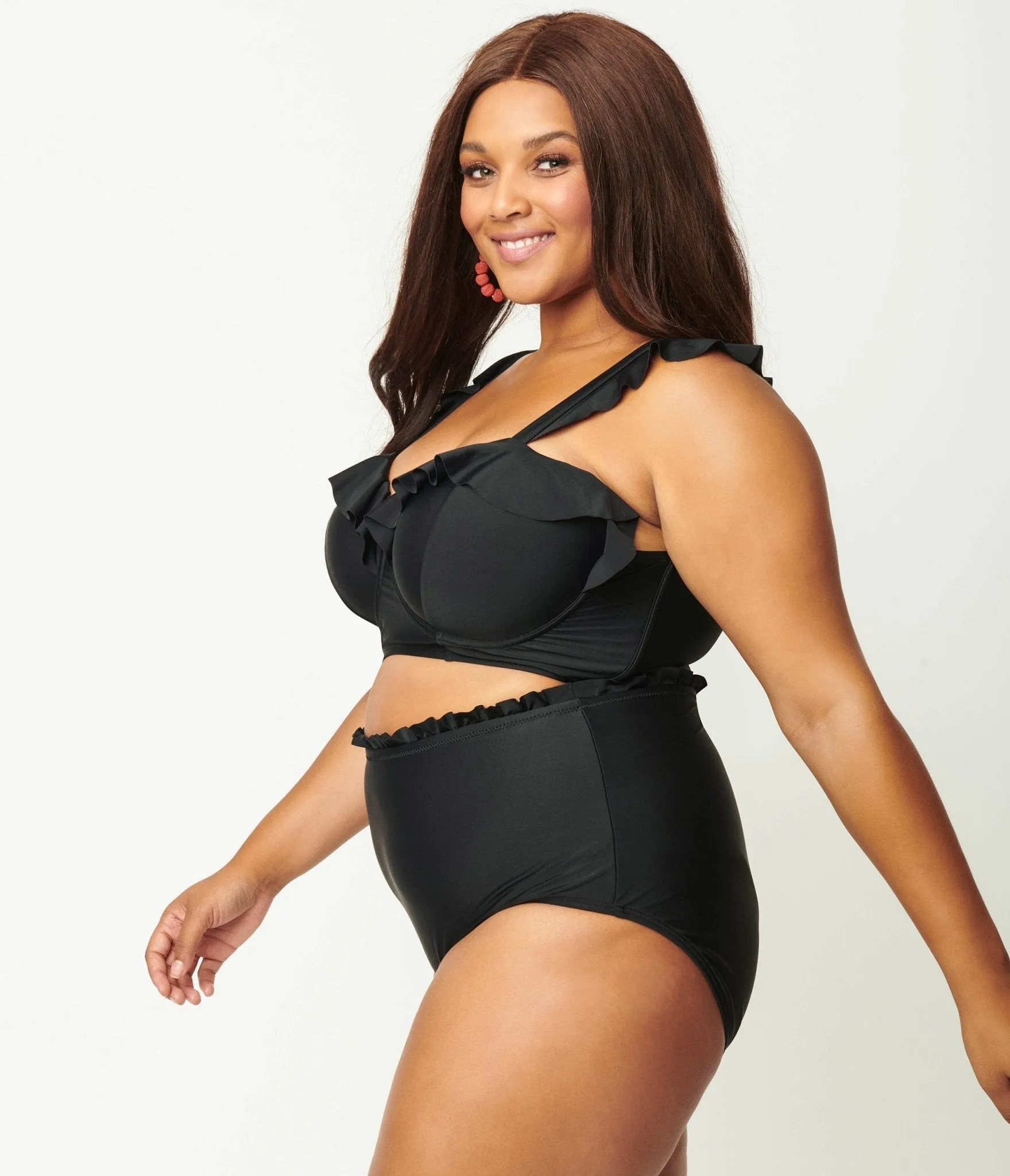 Unique Vintage Plus Size Black High Waist Cape May Swim Bottom sold by Unique Vintage product image thumbnail 4