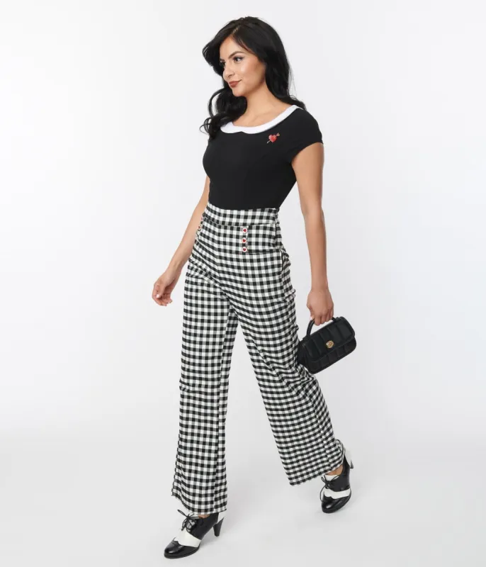 Unique Vintage 1940s Black Gingham Ginger Pants sold by Unique Vintage