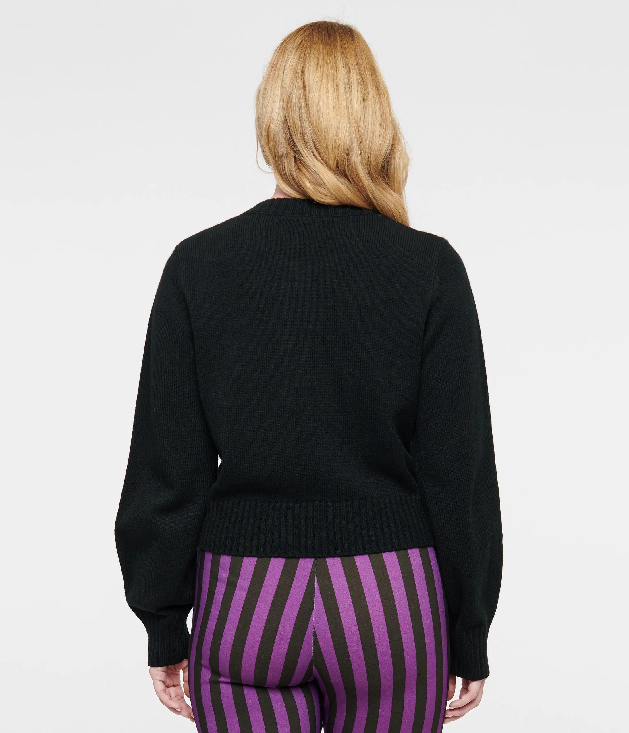 Unique Vintage 1950s Black & Silver Bat Cropped Cardigan sold by Unique Vintage product image thumbnail 2