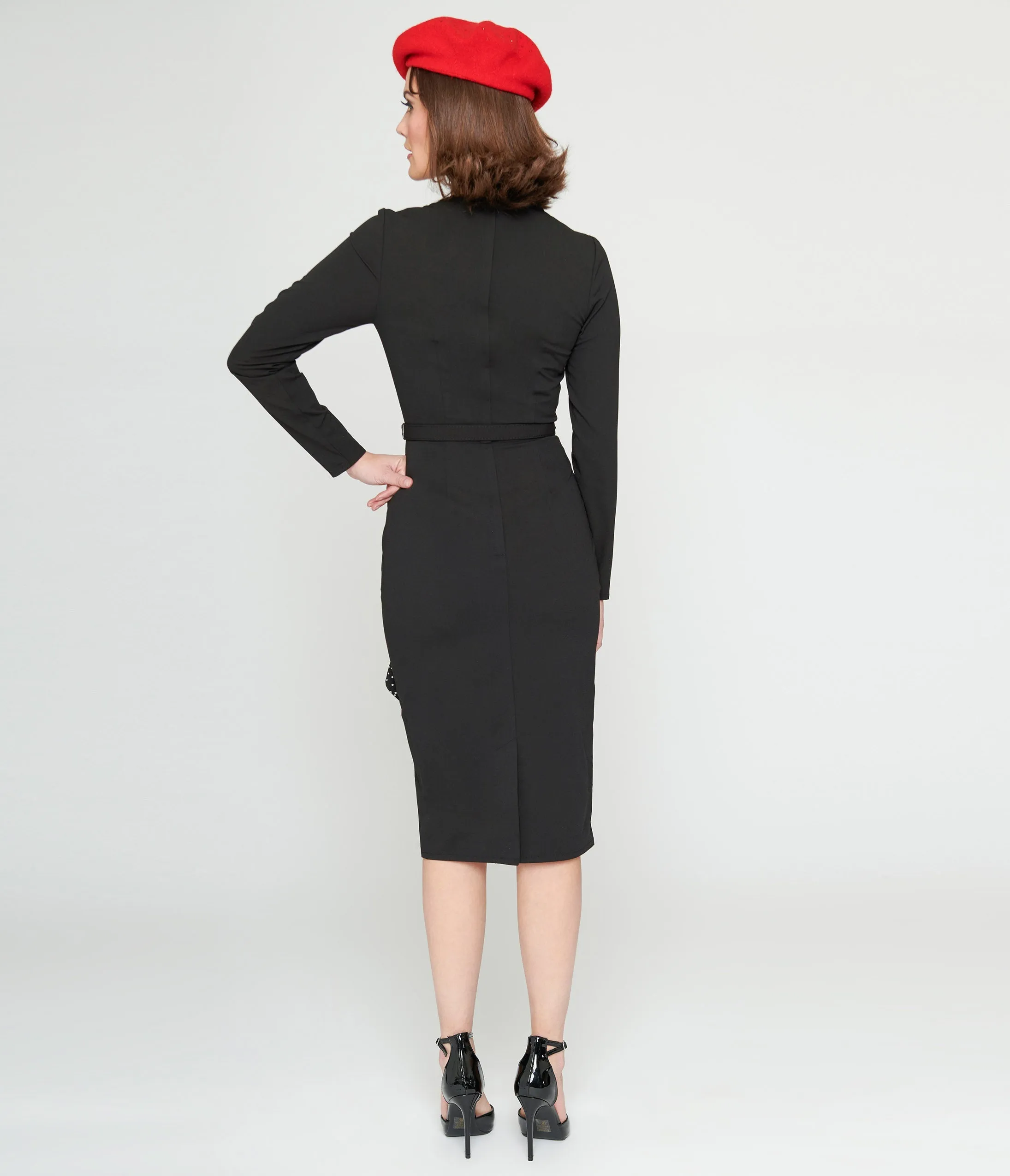 Collectif Black & White Polka Dots Anika Pencil Dress sold by Unique Vintage product image thumbnail 3