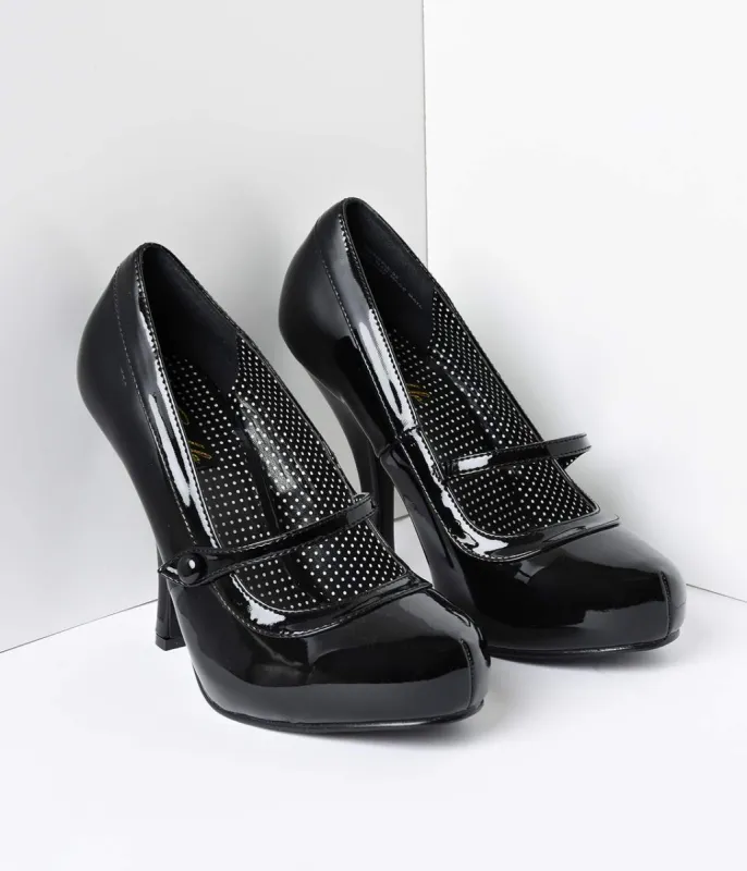 Black Patent Leather Cutie Pie Pumps made by Pleaser