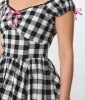 Unique Vintage Black Gingham Cap Sleeve Swing Dress sold by Unique Vintage