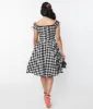 Unique Vintage Black Gingham Cap Sleeve Swing Dress sold by Unique Vintage