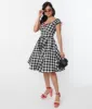 Unique Vintage Black Gingham Cap Sleeve Swing Dress sold by Unique Vintage