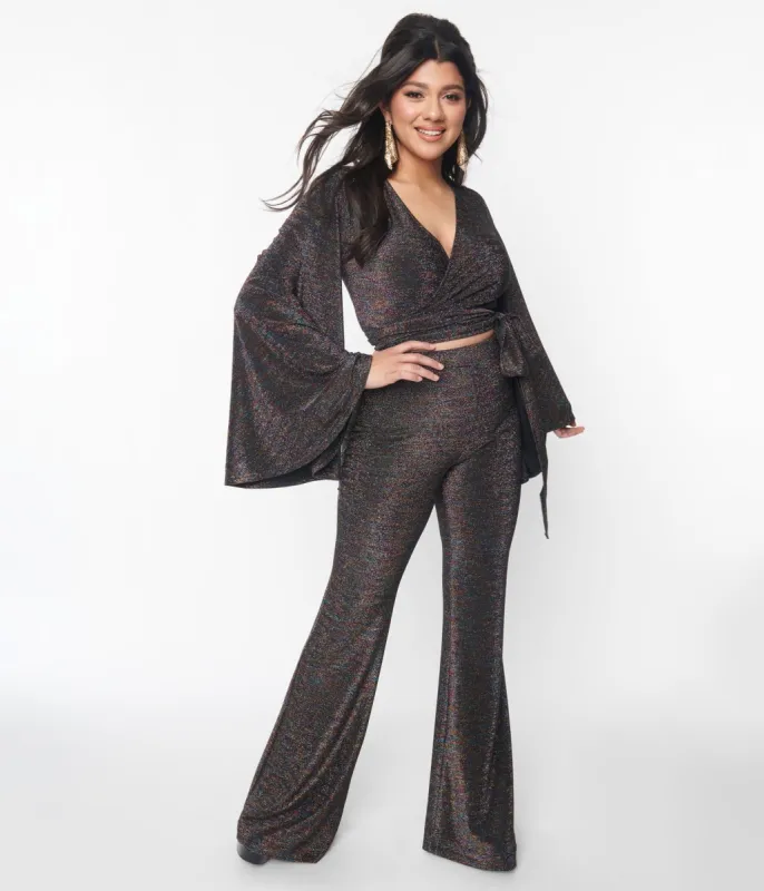 Smak Parlour 1970s Rainbow Lurex Flare Pants sold by Unique Vintage