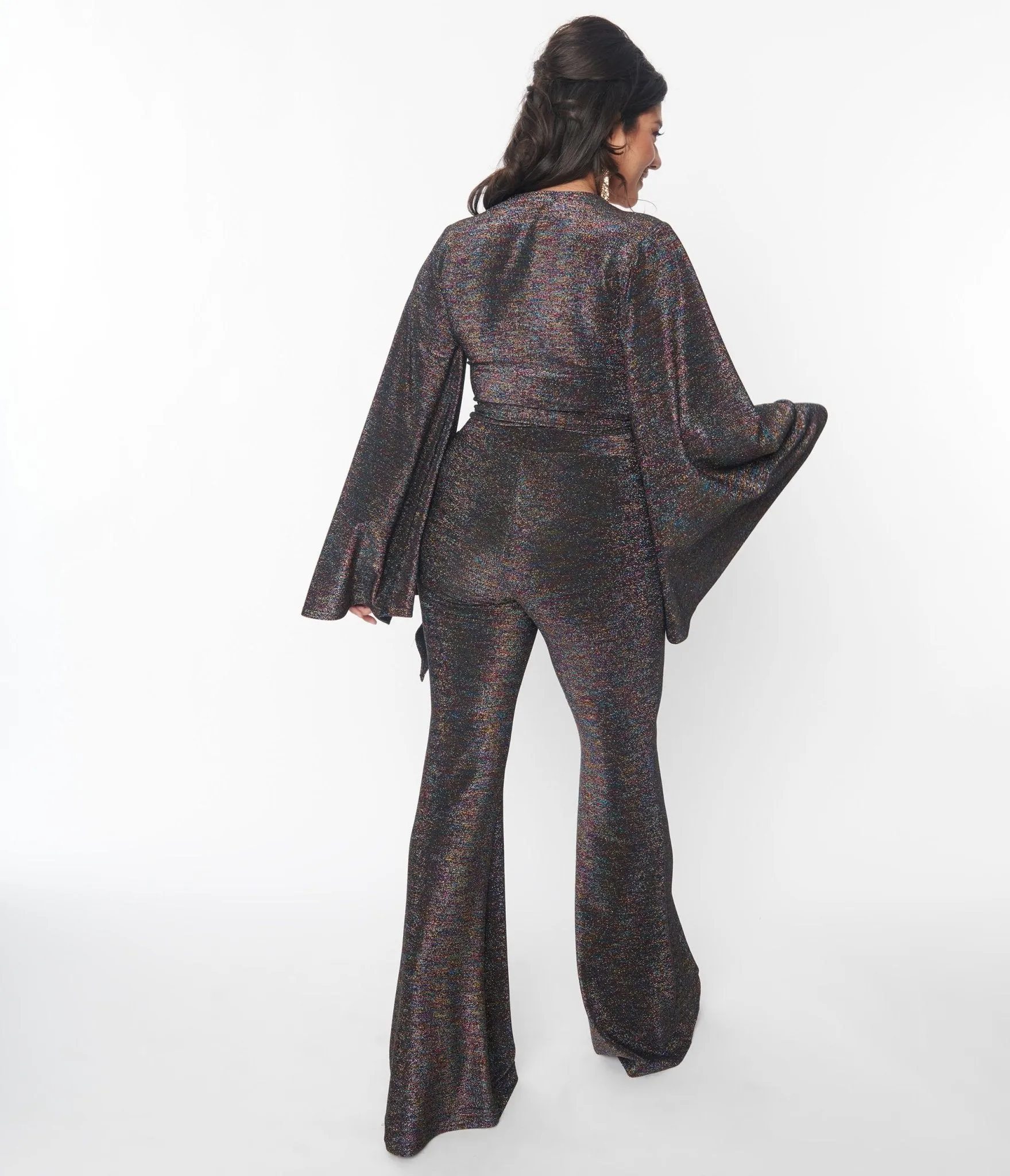 Smak Parlour 1970s Rainbow Lurex Flare Pants sold by Unique Vintage product image thumbnail 3