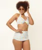 Esther Williams 1950s Light Blue & White Daisy Print Bikini Set sold by Unique Vintage