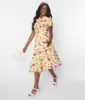 Magnolia Place Pink Florals & Lemons Sally Swing Skirt sold by Unique Vintage