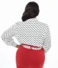 Unique Vintage Plus Size White & Black Polka Sashed Bodysuit sold by Unique Vintage