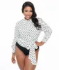Unique Vintage Plus Size White & Black Polka Sashed Bodysuit sold by Unique Vintage