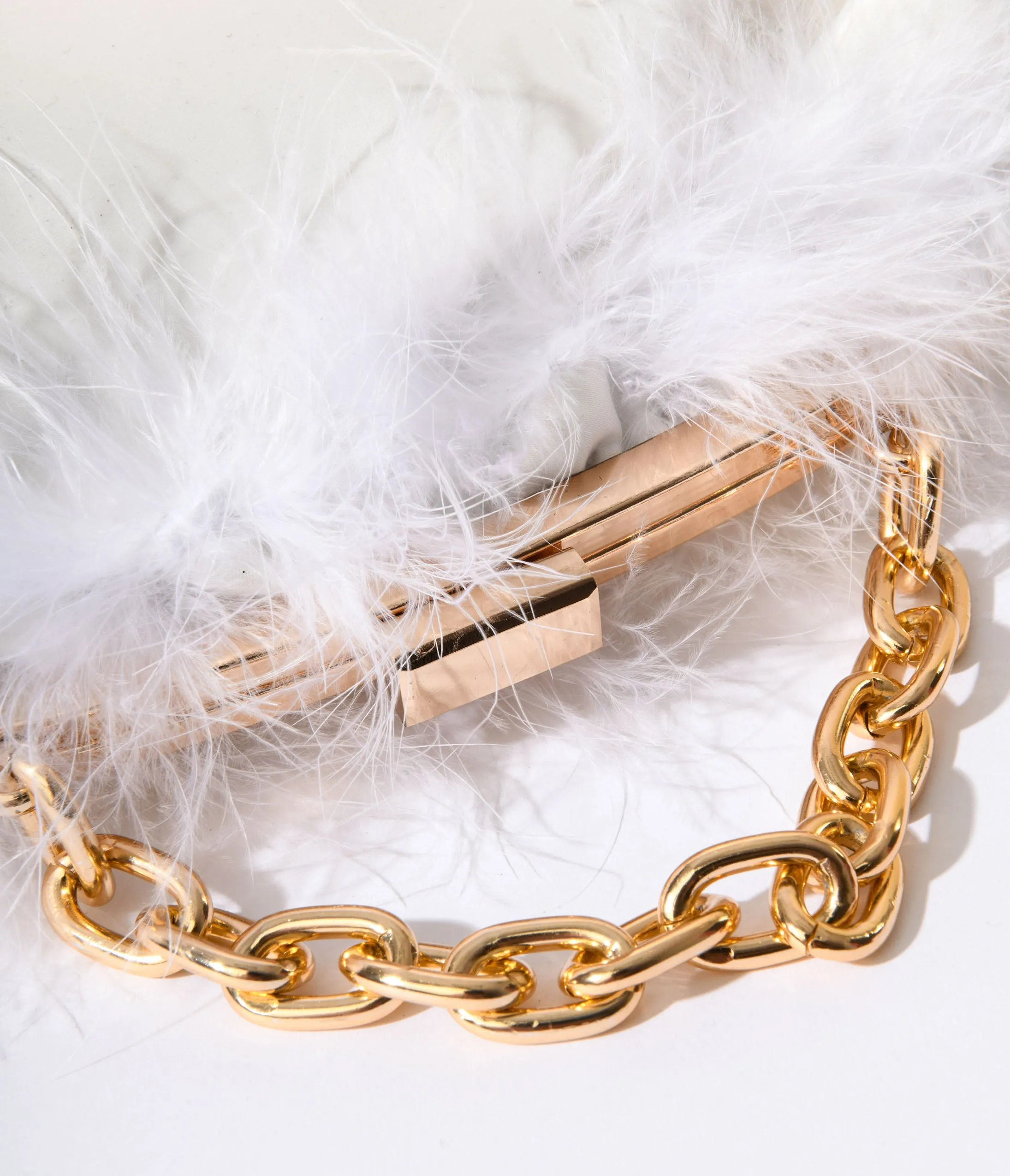 1920s White Satin & Fur Trim Clutch Handbag sold by Unique Vintage product image thumbnail 2