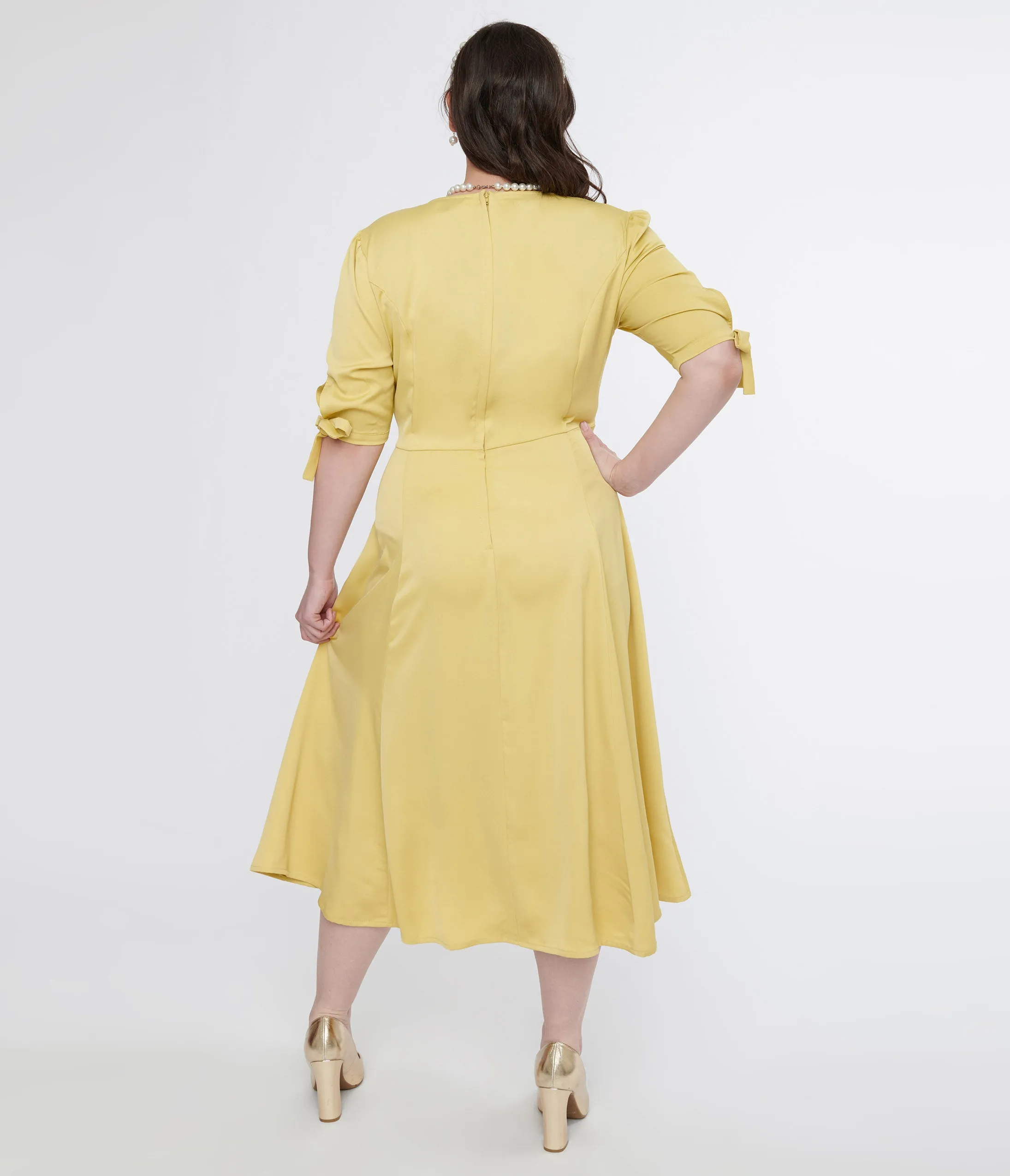 Plus Size 1940s Yellow Bella Swing Dress sold by Unique Vintage product image thumbnail 2