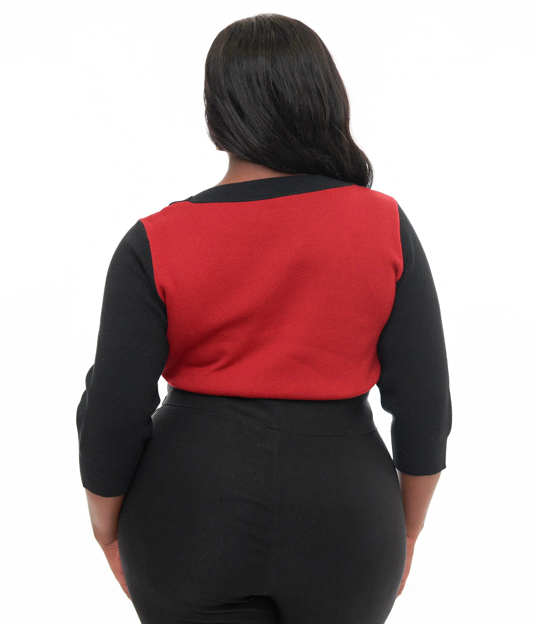 Unique Vintage Plus Size 1950s Burgundy & Black Cat Sleeve Minou Sweater sold by Unique Vintage product image thumbnail 2