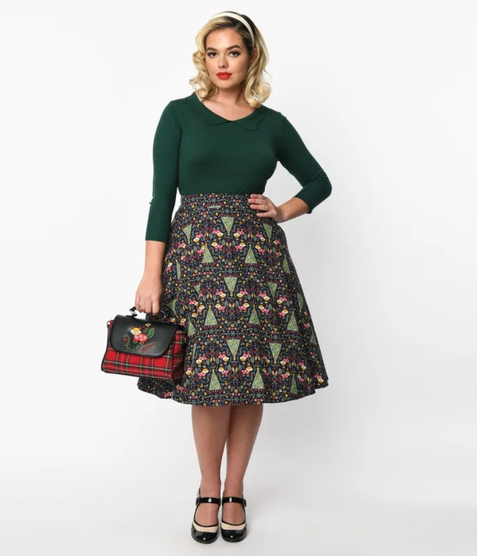 Navy Heritage Scandi Swing Skirt sold by Unique Vintage