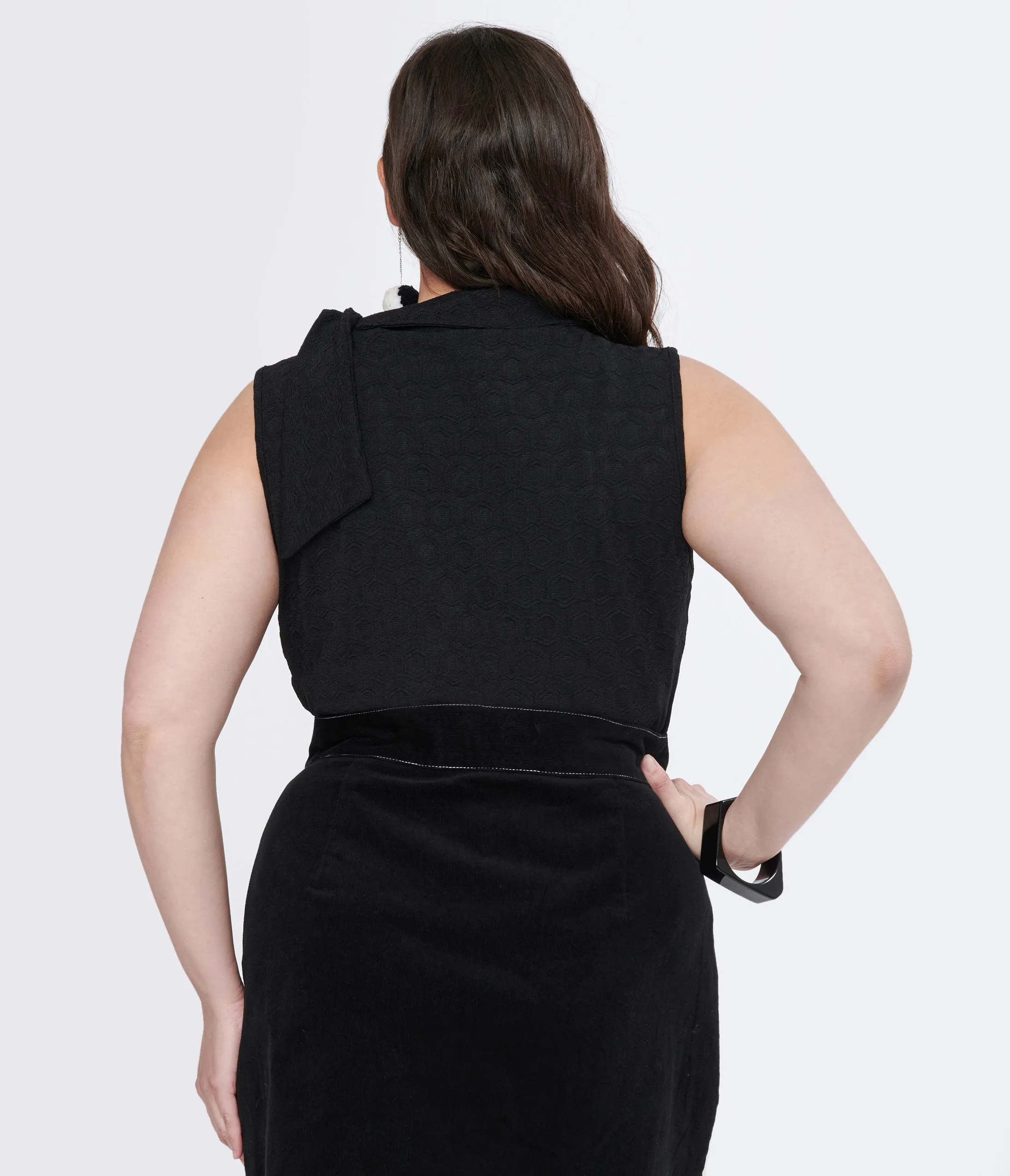 Smak Parlour Plus Size 1960s Black Cowl Neck Tie Blouse sold by Unique Vintage product image thumbnail 2