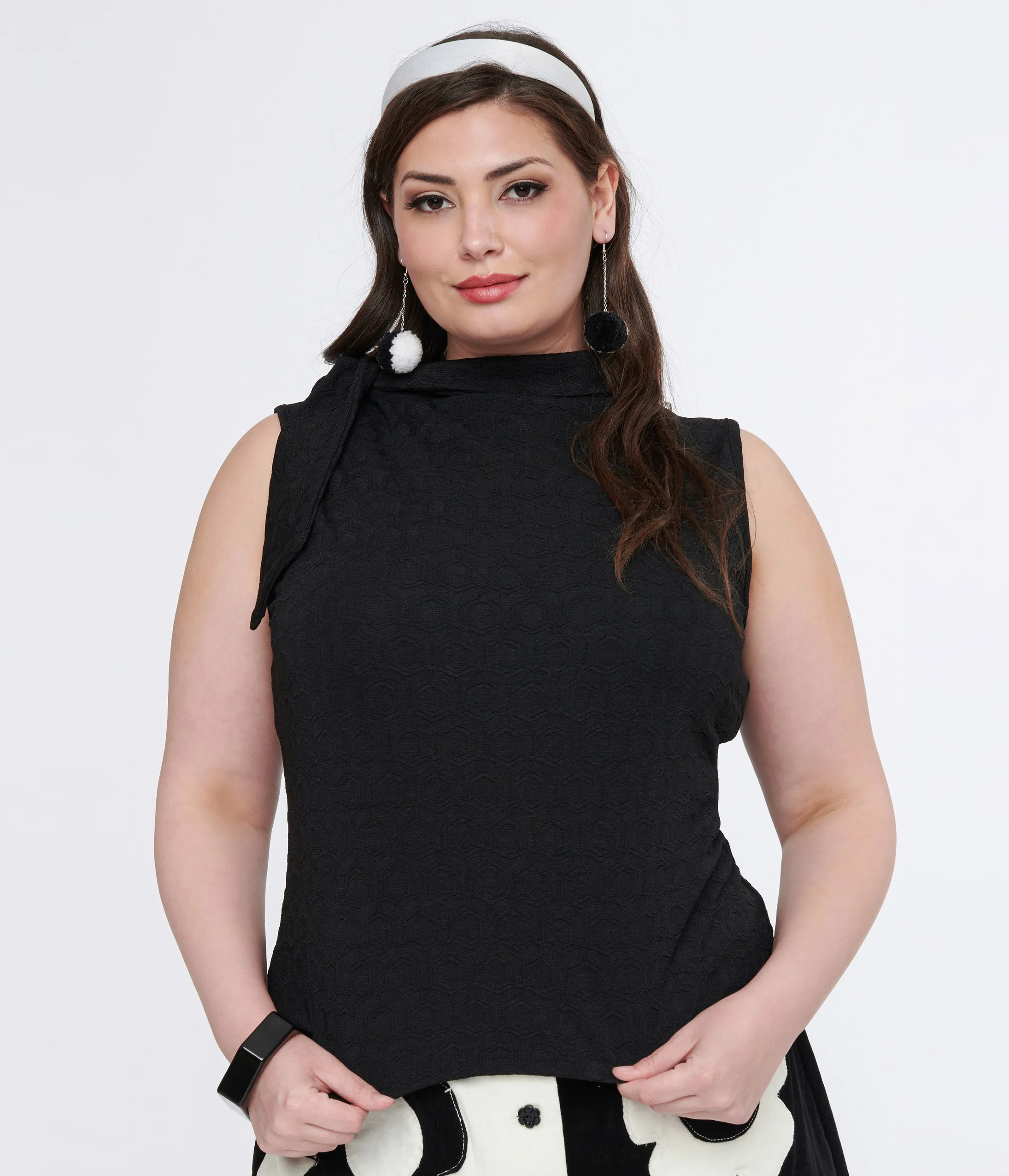 Smak Parlour Plus Size 1960s Black Cowl Neck Tie Blouse sold by Unique Vintage product image thumbnail 3