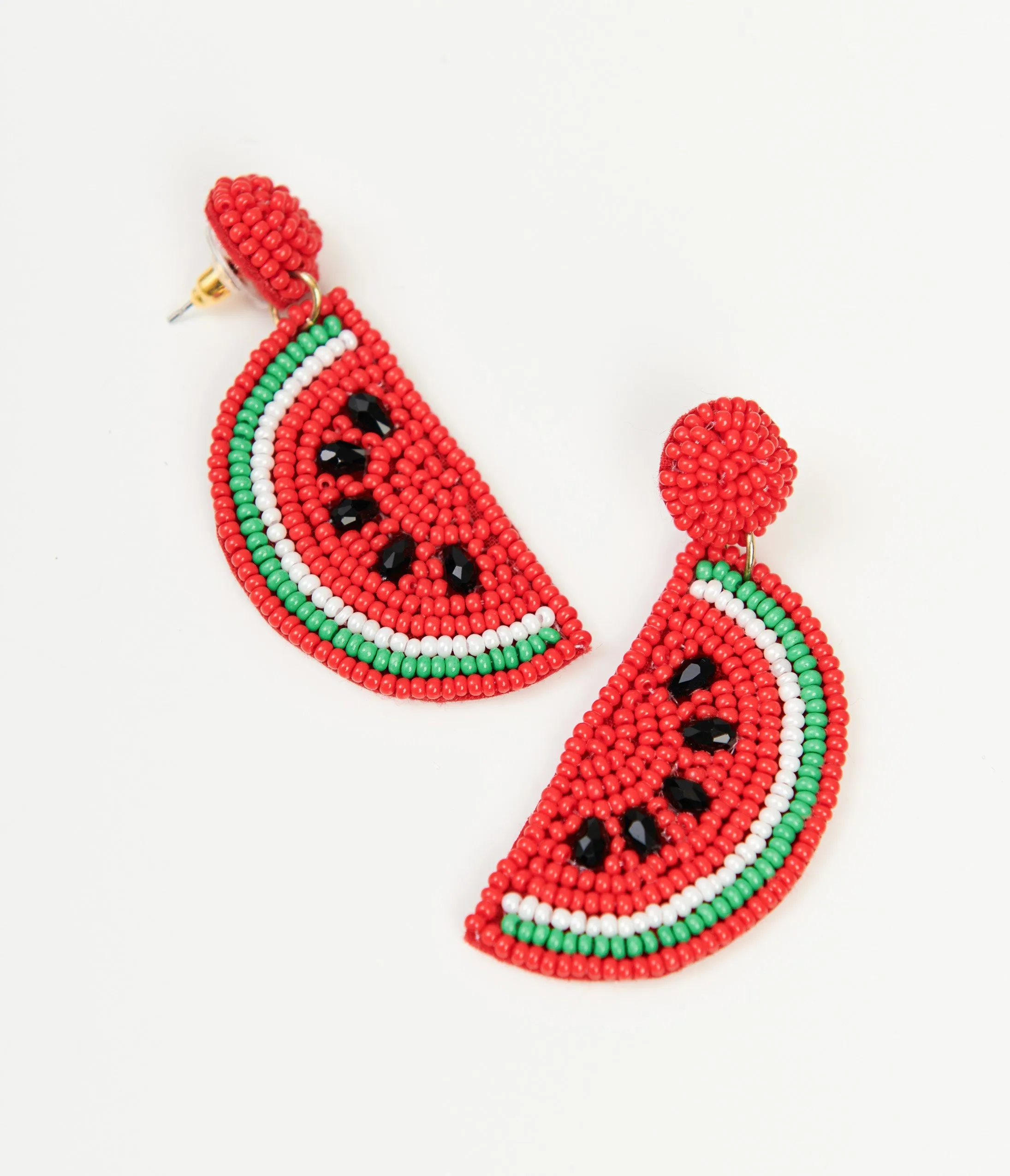 Watermelon Beaded Drop Earrings sold by Unique Vintage
