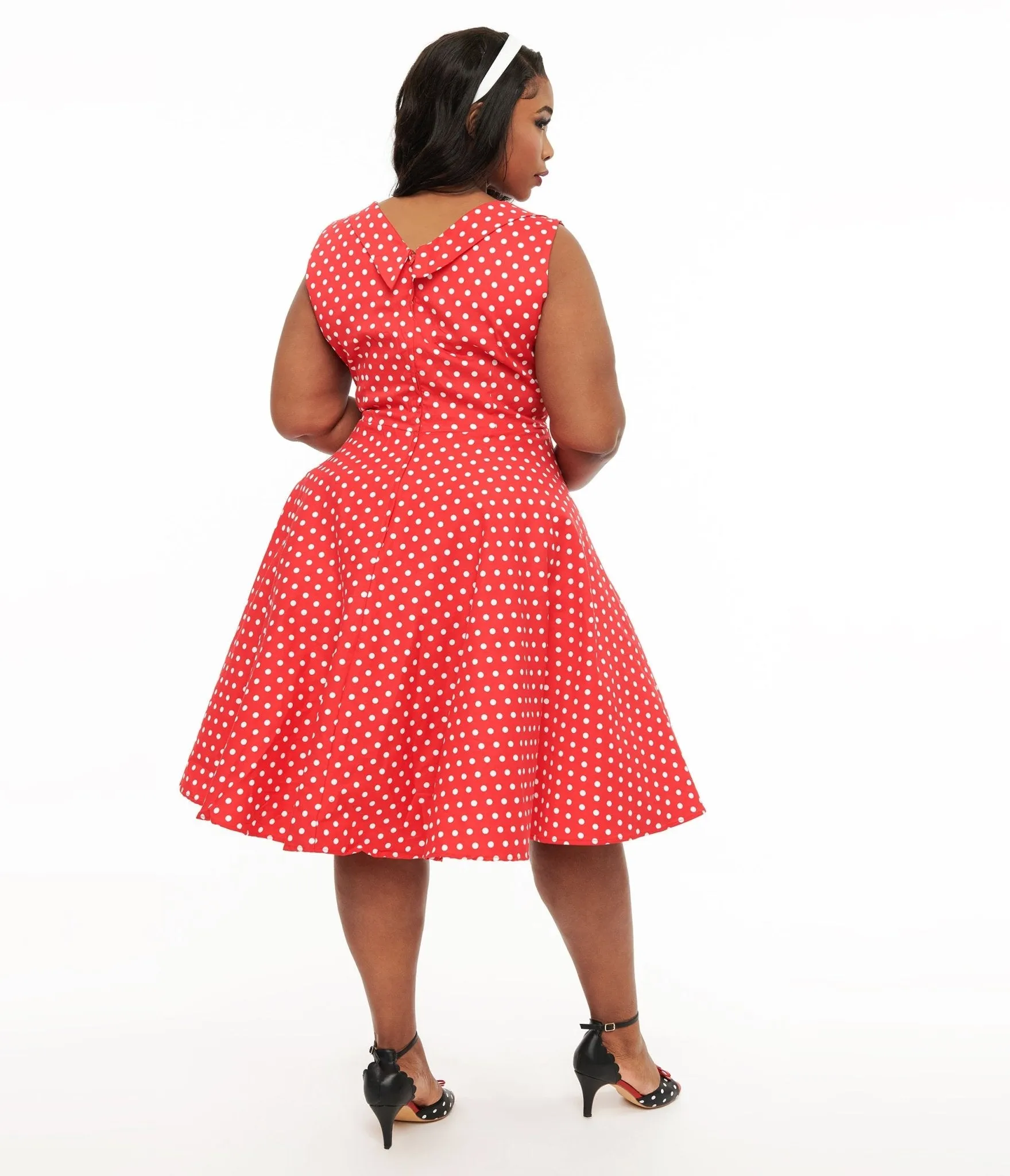 Dolly & Dotty 1950s Red Polka Dot Grace Swing Dress sold by Unique Vintage product image thumbnail 2