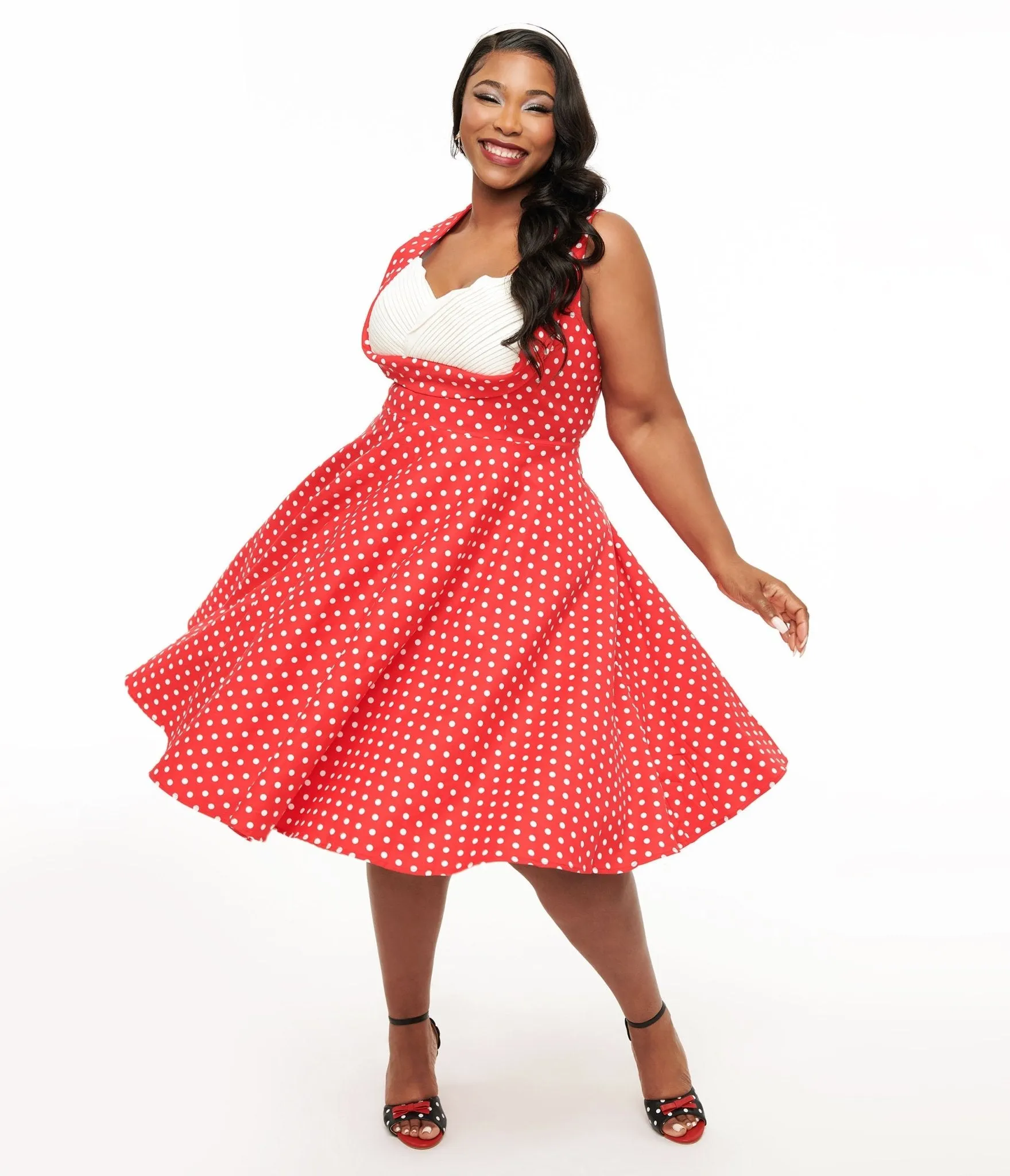 Dolly & Dotty 1950s Red Polka Dot Grace Swing Dress sold by Unique Vintage
