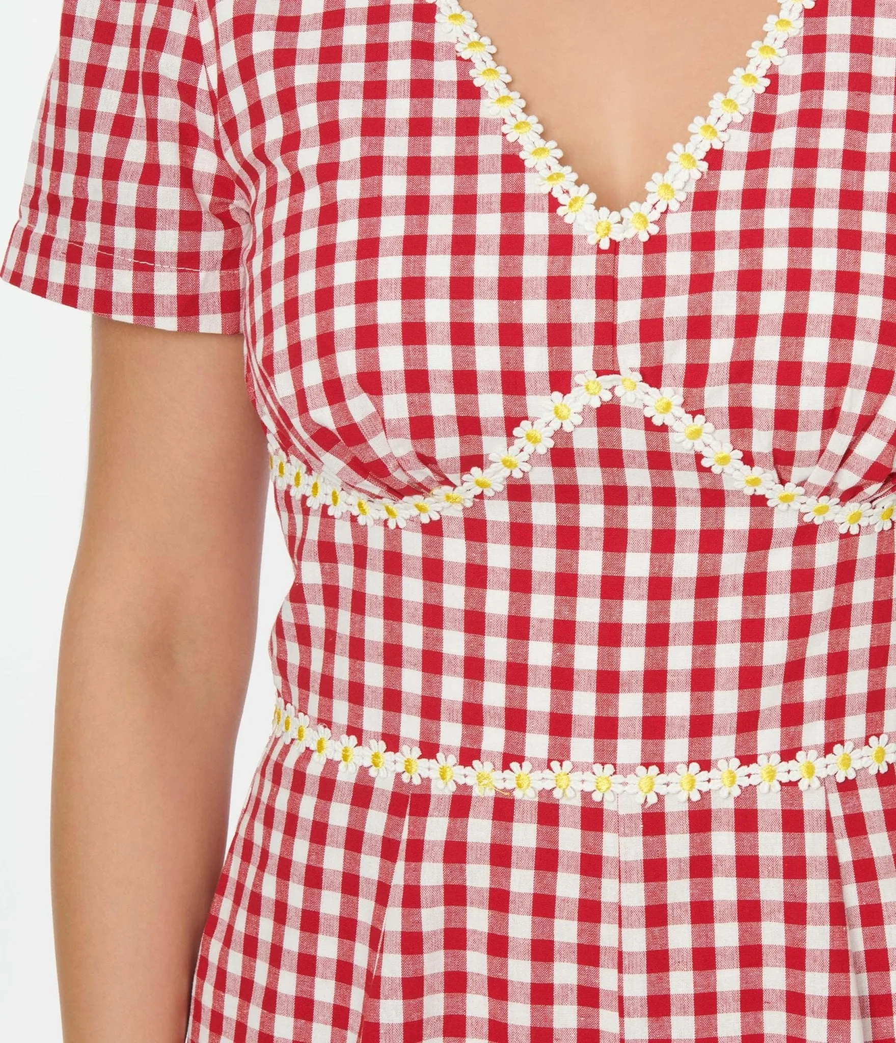 Unique Vintage 1940s Red Gingham & Daisy Romper sold by Unique Vintage product image thumbnail 2