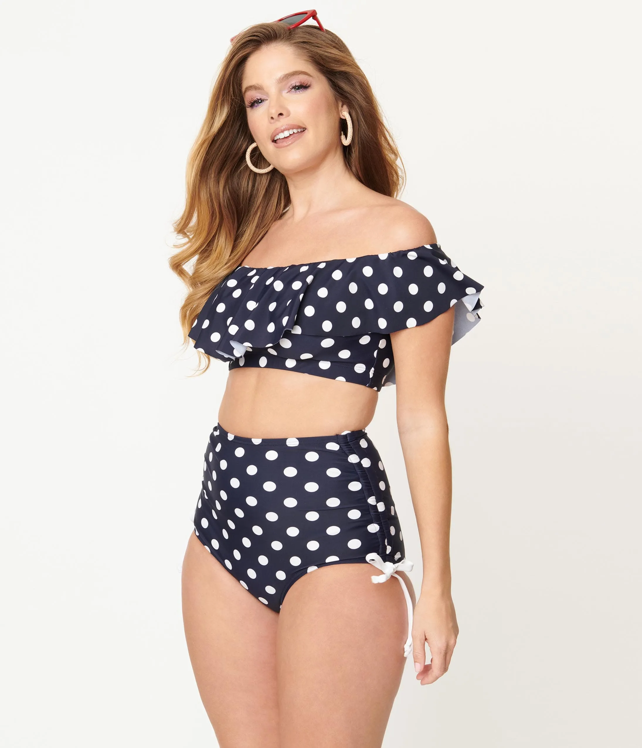 Unique Vintage Navy & White Polka Dot Provincetown Swim Bottom sold by Unique Vintage product image thumbnail 4