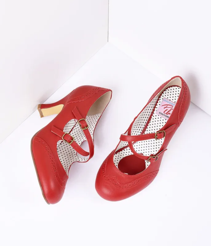 Red Faux Leather Detailed Heel sold by Unique Vintage