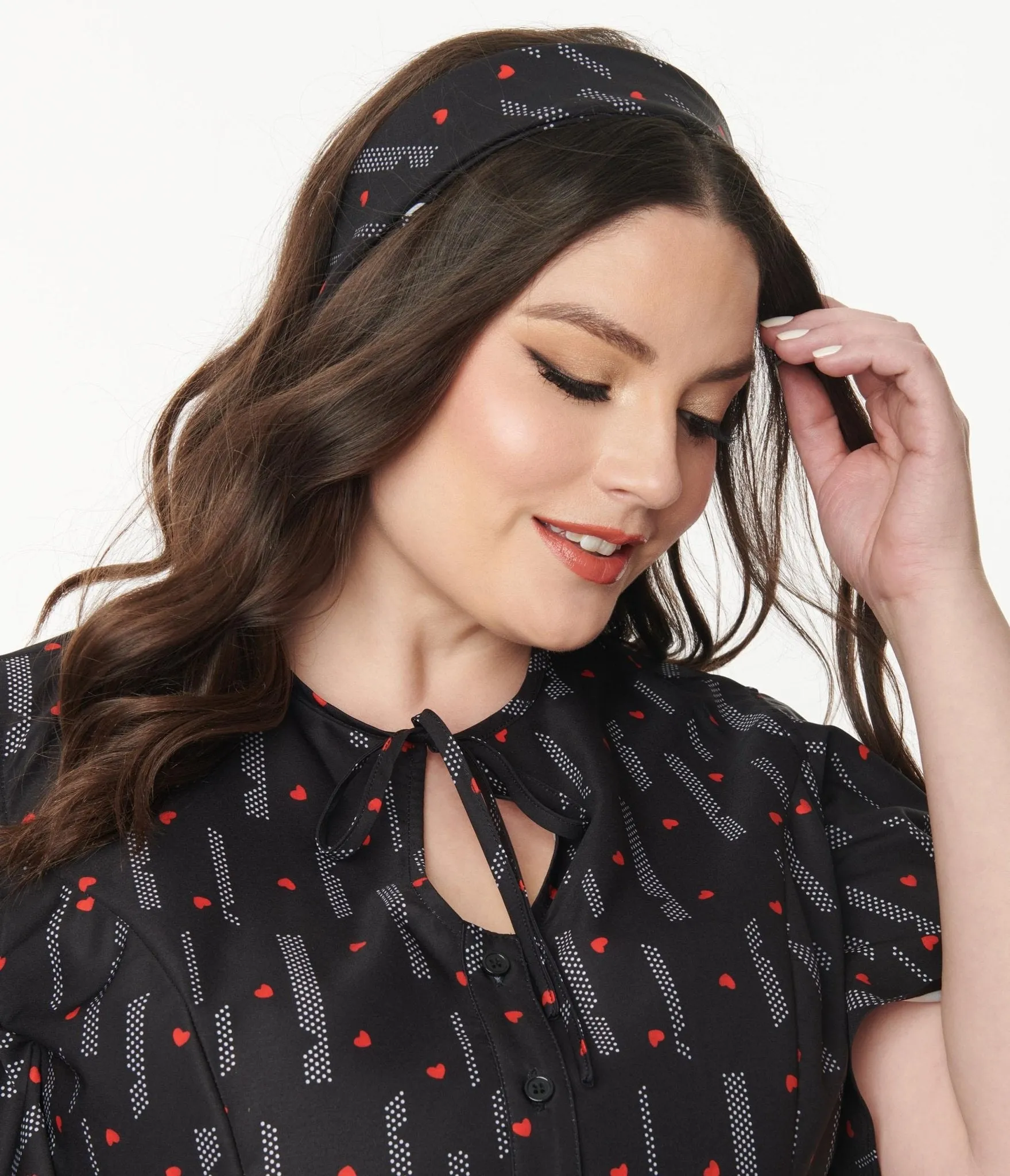 Unique Vintage Black & White Pin Dots & Hearts Hair Scarf sold by Unique Vintage