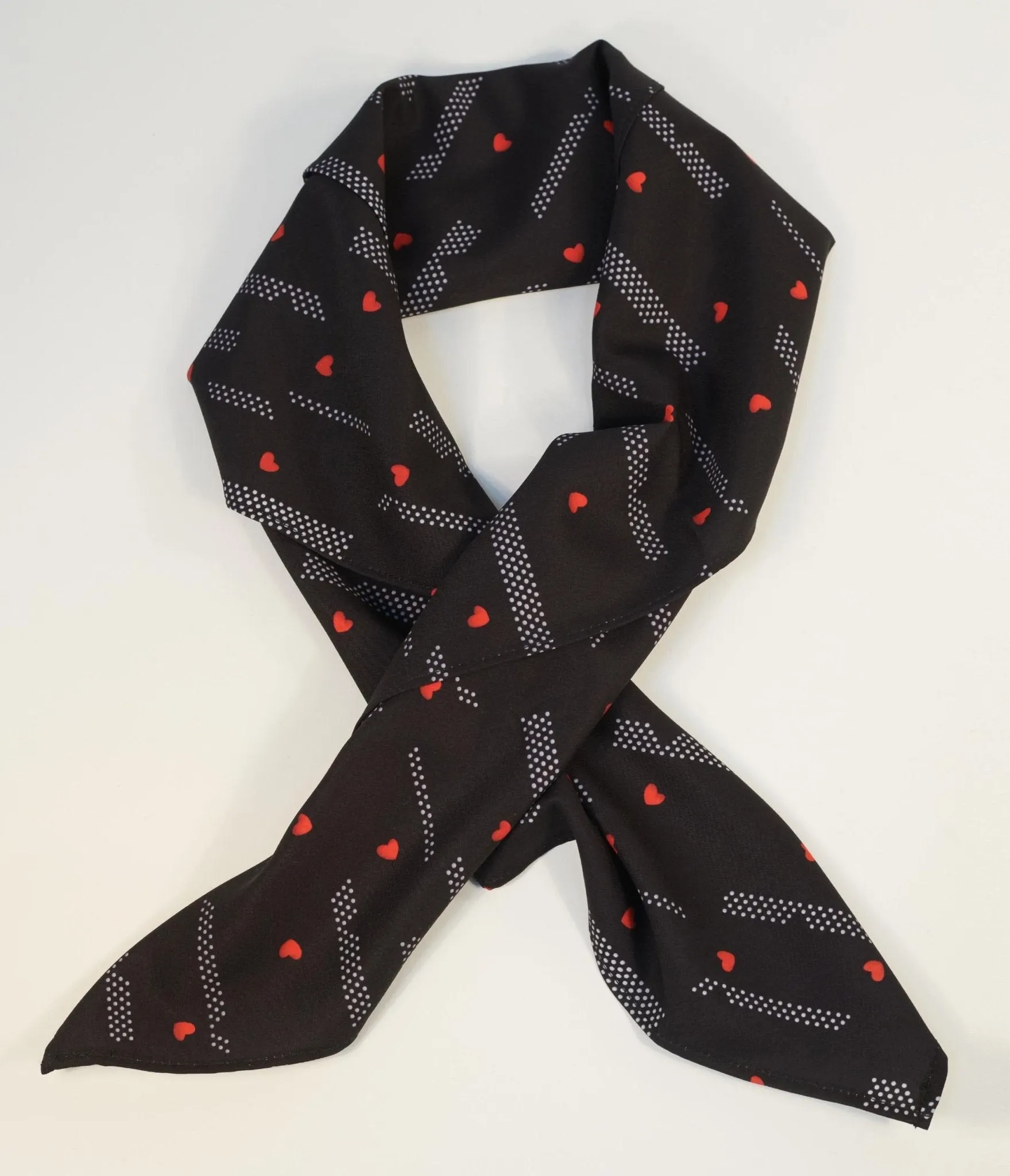 Unique Vintage Black & White Pin Dots & Hearts Hair Scarf sold by Unique Vintage product image thumbnail 2