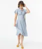 Blue & White Floral Print Lydia Swing Dress sold by Unique Vintage