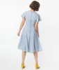Blue & White Floral Print Lydia Swing Dress sold by Unique Vintage