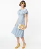 Blue & White Floral Print Lydia Swing Dress sold by Unique Vintage