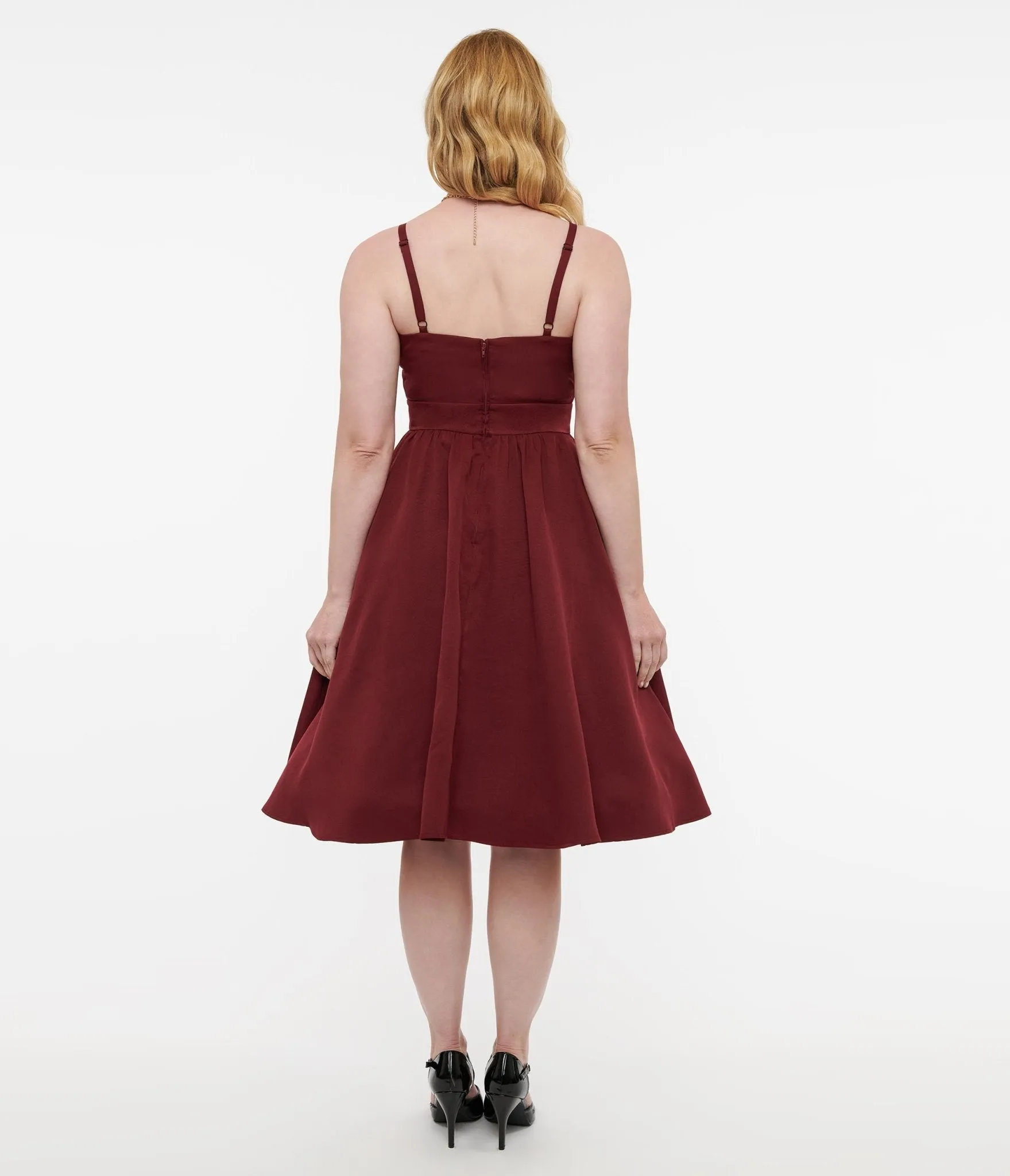 Disney Hocus Pocus Collection by Unique Vintage Burgundy & Grey Plaid Hocus Pocus Capelet Swing Dress sold by Unique Vintage product image thumbnail 4