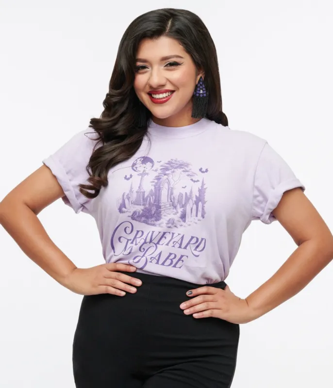 Purple Graveyard Babe Unisex Graphic Tee sold by Unique Vintage