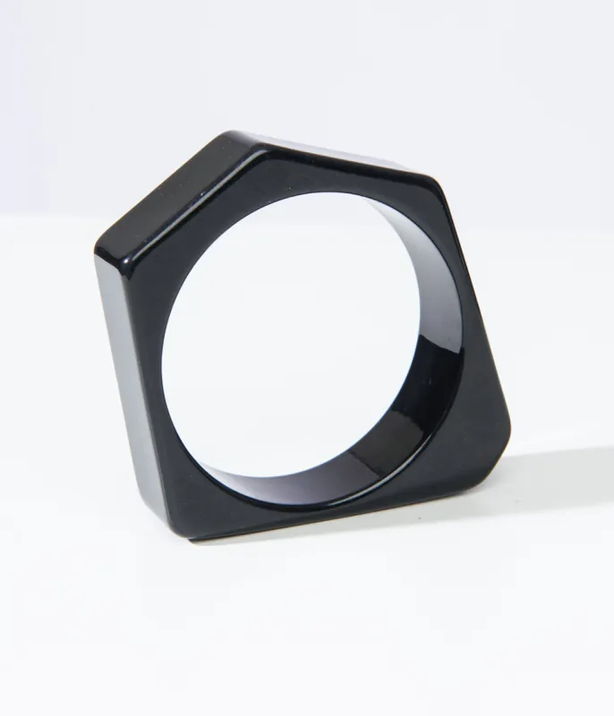 1960s Black Acrylic Stacking Bangle sold by Unique Vintage