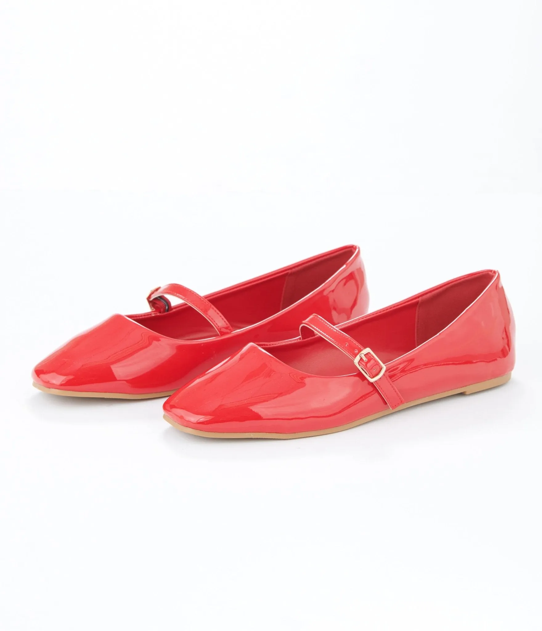 Red Patent Leatherette Mary Jane Flats sold by Unique Vintage product image thumbnail 2