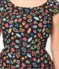 Retrolicious Black Leaves & Acorns Margaret Flare Dress sold by Unique Vintage