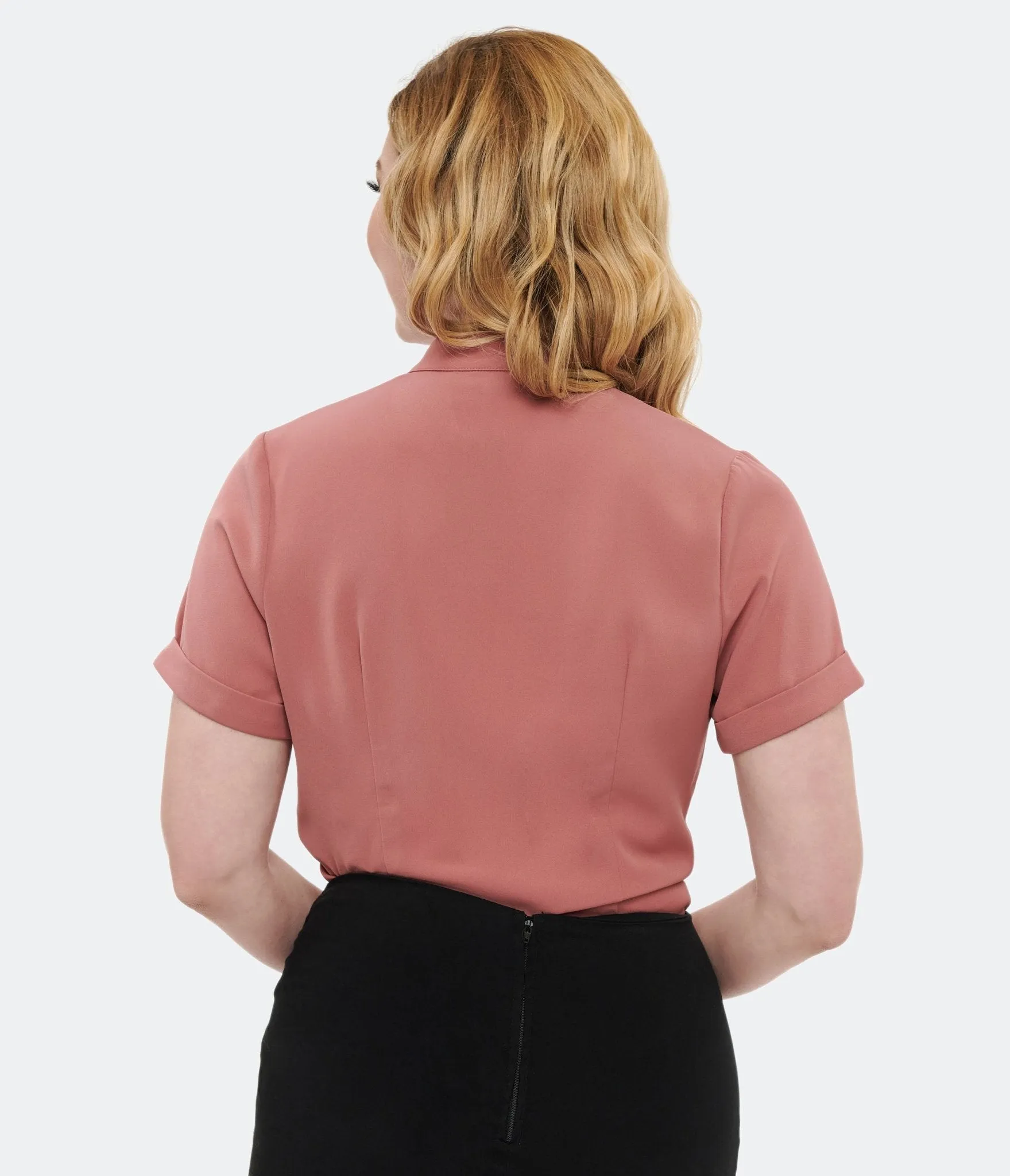 Voodoo Vixen 1950s Dusty Rose Keyhole Blouse sold by Unique Vintage product image thumbnail 2